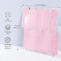 Vista 2 de Protector contra salpicaduras de color rosa, azulejos autoadhesivos de plumas para pared, apto para inquilinos, para cocina, baño, lavandería
