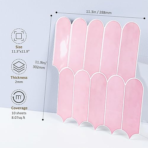 Miniatura 2 de Protector contra salpicaduras de color rosa, azulejos autoadhesivos de plumas para pared, apto para inquilinos, para cocina, baño, lavandería (10