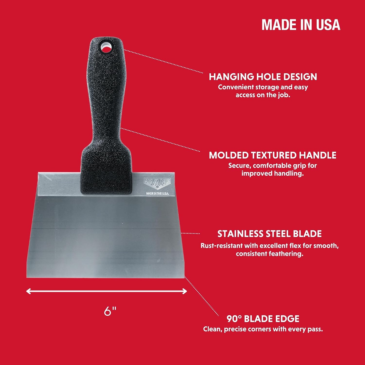 Advance Equipment Patch Pan Kit – 6” Patch Pan, Stainless Steel Slimline Drywall Knife & Mud Pan Mixer for Quick Patching and Repairs