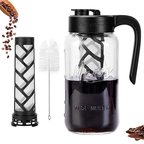 Cold Brew Coffee Maker Glass, Airtight & Leakproof Mason Jar