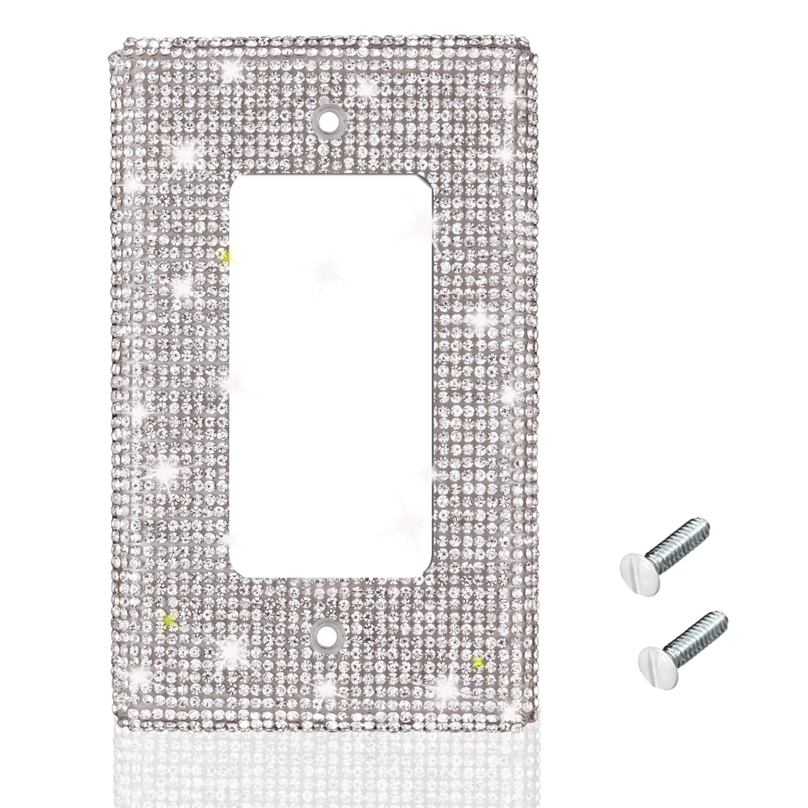 AxiyanX Silver Rhinestone Light Switch Cover,Standard Size 4.50" x 2.76", Single Toggle Switch Plate Covers,Wall Plates for Light Switches,Decorative Light Switch Cover (Silver2)