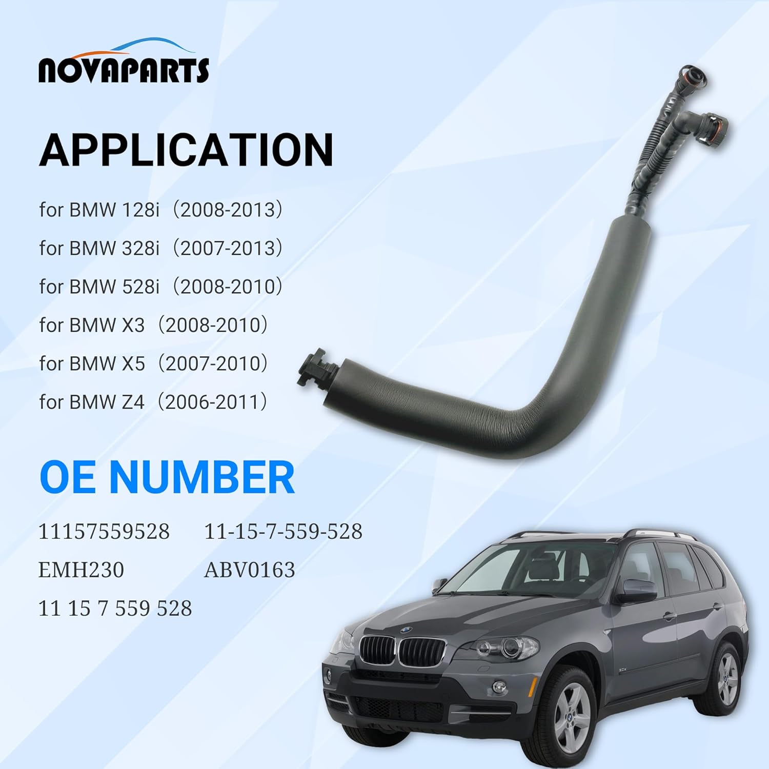PCV Crankcase Vent Breather Hose 3-Way for BMW X3 28i 323i 328i 328xi 528i 528xi X3 X5 Z4 E60 E82 E83 E88 E90 N52 3.0L 11157559528
