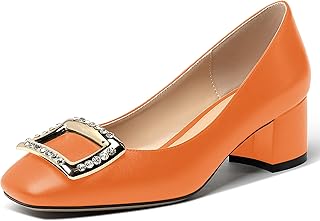 MERRORI Women's Slip On Formal Office Solid Matte Square Toe Chunky Low Heel Pumps Shoes 2 Inch