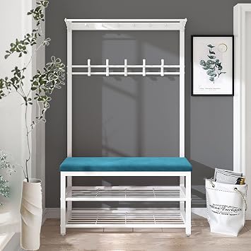 3-in-1 Coat Rack,Entryway Storage Shelf Coat Rack,Hall Tree with Shoe Storage Bench,Entryway Coat Rack Shoe Bench,Entryway Shoe Storage for Entryway Bedroom Living Room,Easy Assembly