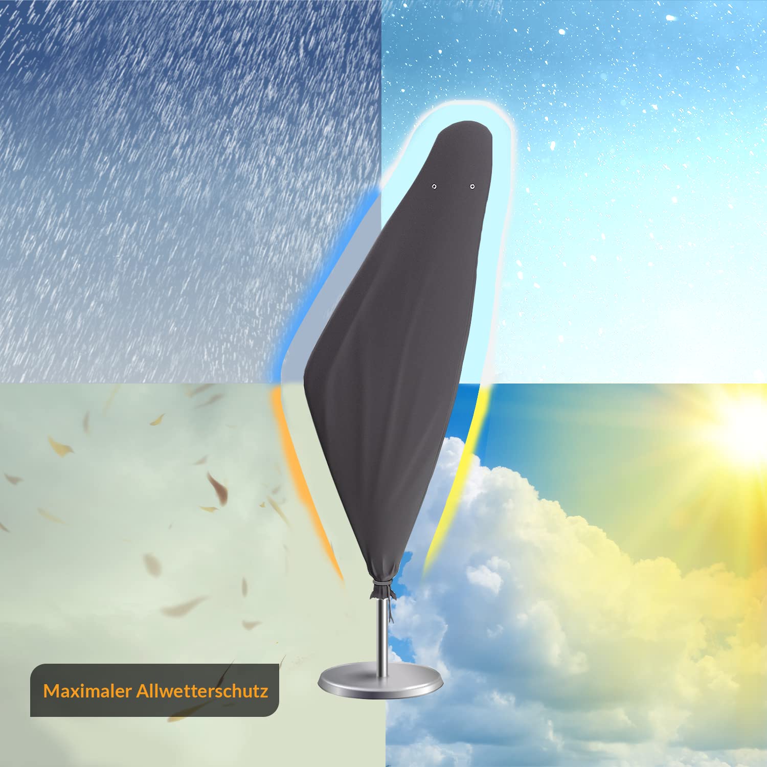 Housse De Protection Pour Parasol Déporté Kronenburg - Jusqu'à 500 Cm - Vert - Résistante Aux Intempéries