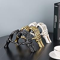 Vista 7 de LCCCK Black Hand Gesture Desk Statues Love Ornaments,Skull Couple Statue, Creative Wedding Home Desktop Decor,Heart Shape Hand Figurines for Living