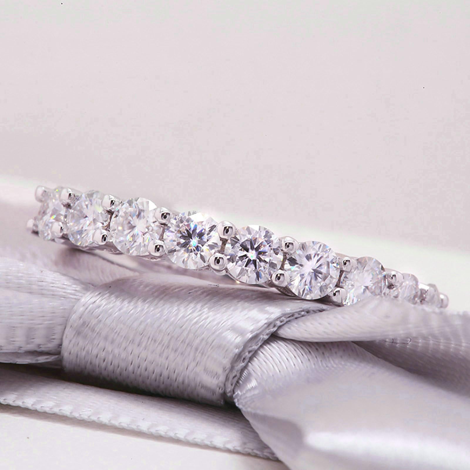 Anillo de oro blanco para mujer, 750 anillos para mujer, 0,1 ct, redondo, diamante para mujer, anillo de compromiso
