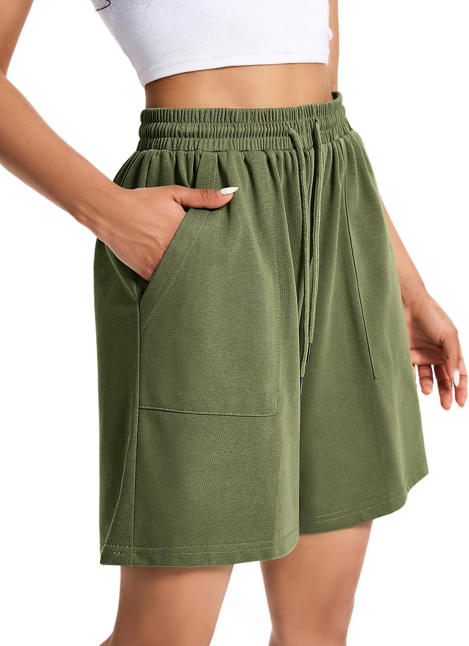 Womens Cotton Sweat Shorts Casual Summer Short Loose Drawstring Lounge Running Athletic Shorts with Pockets - Image 3