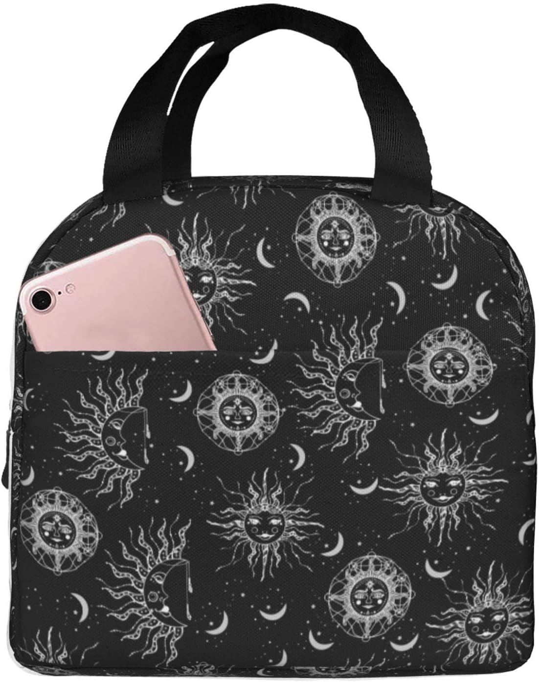Sun And moon Lunch Bag Reusable With Zipper Closure Insulated Lunch Box image 2