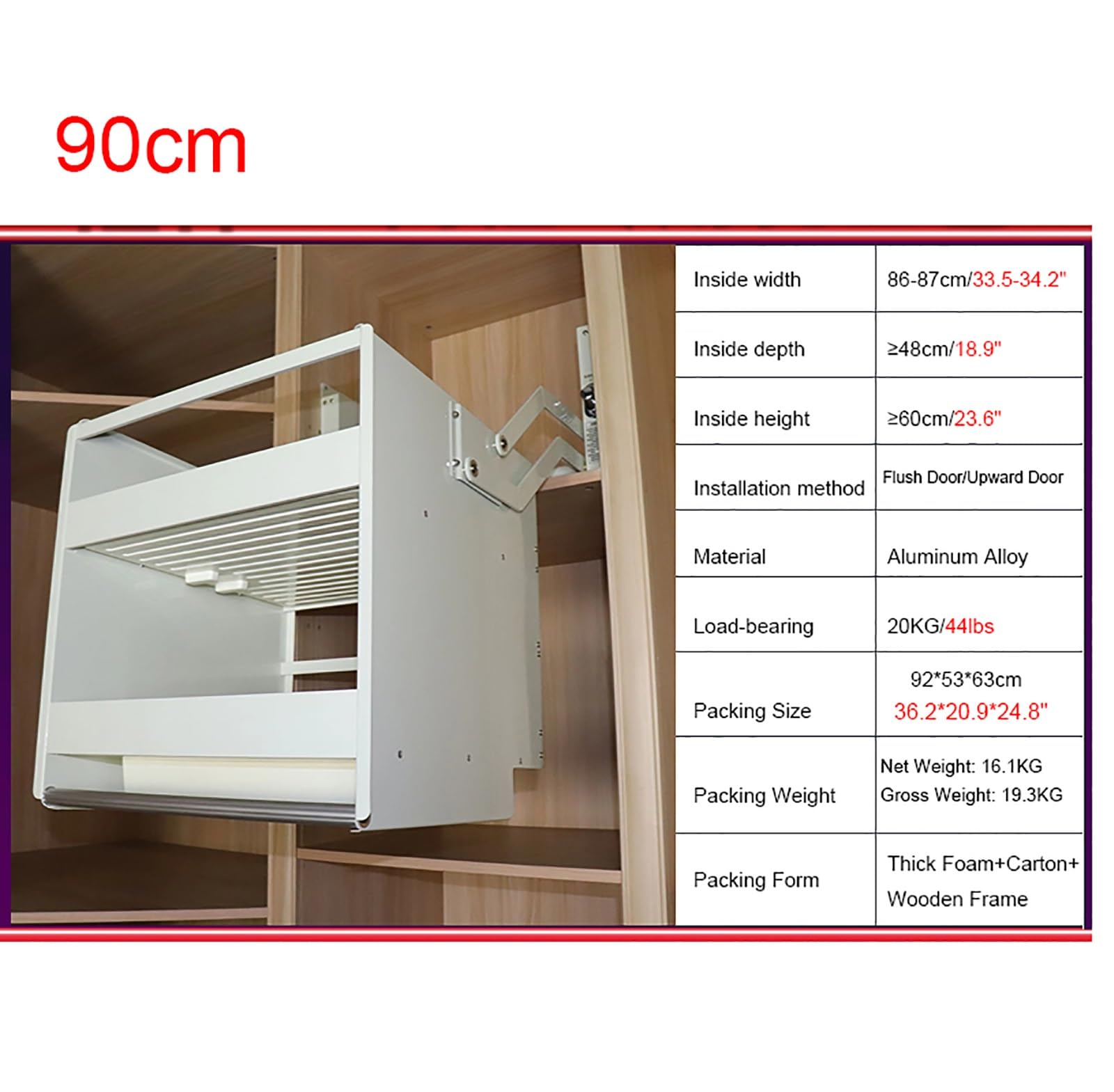 Mensola regolabile a 2 ripiani estraibile, in alluminio, per armadi superiori (55,9 - 86,9 cm), può contenere da 20 kg a 90 cm, organizer da cucina bianco