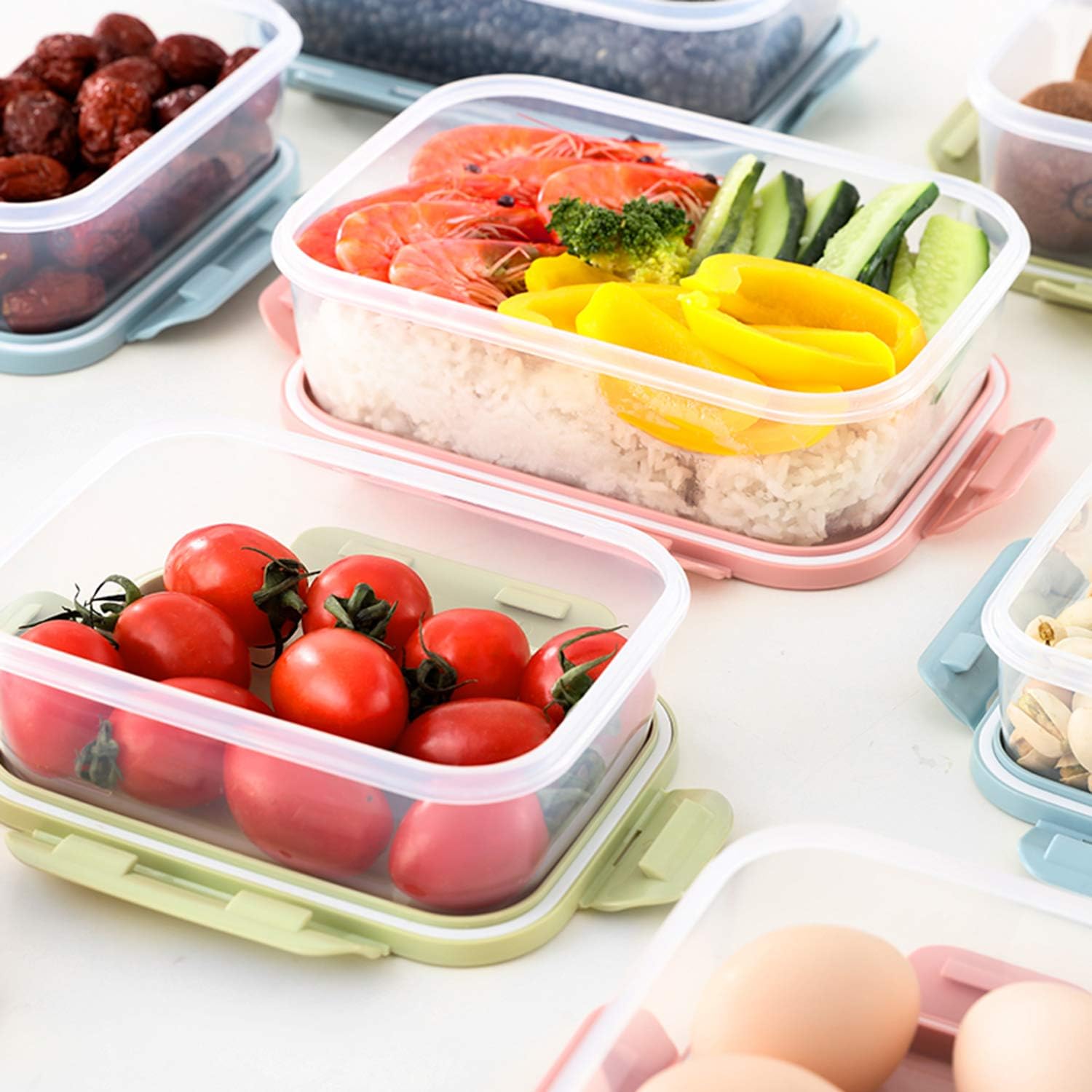 Food Containers Set with Lids Airtight - Plastic Lunch Bento Boxes - Meal Prep Containers, Microwave, Dishwasher, and Freezer Safe (Green) - Image 7