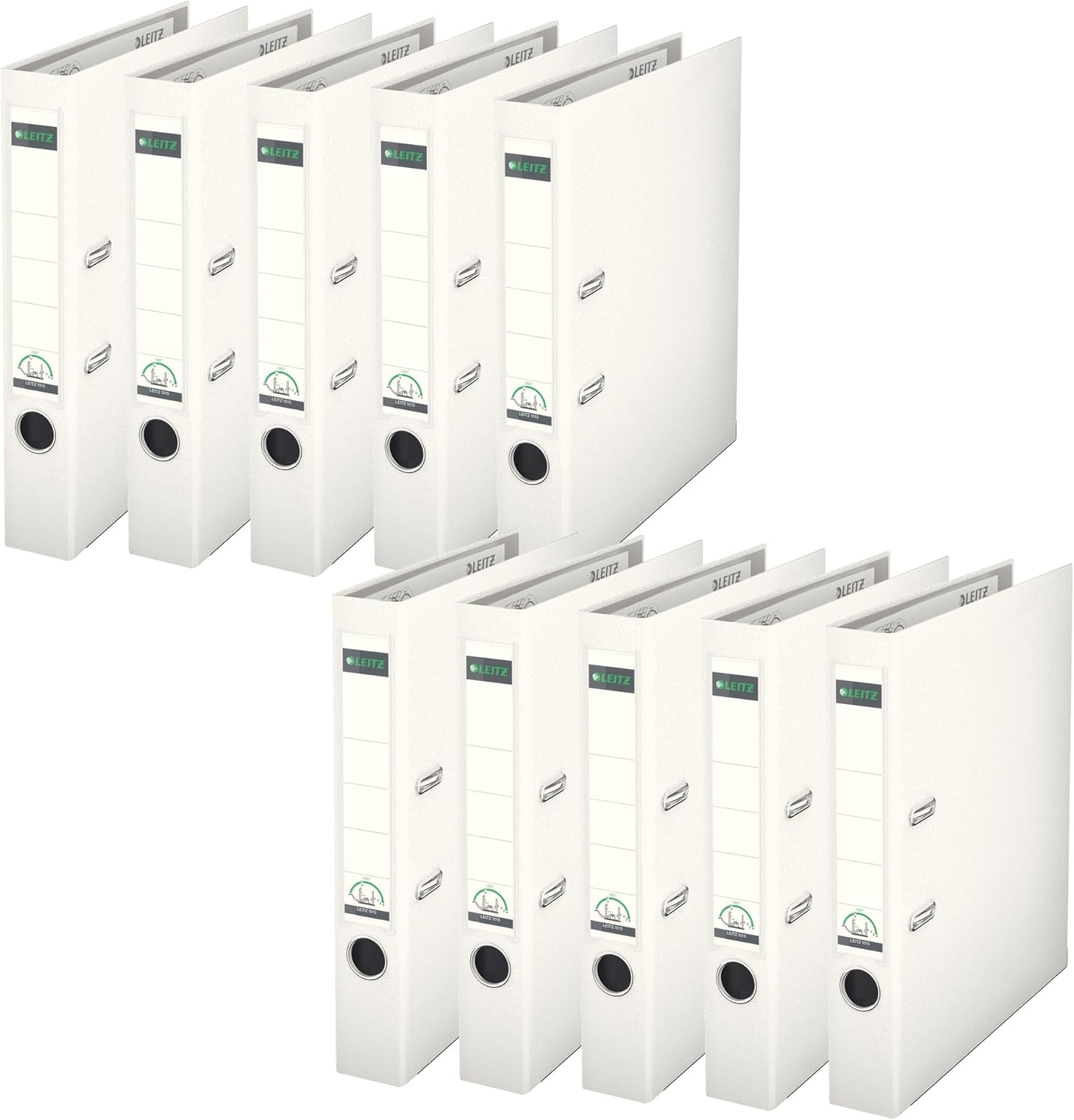 Leitz Mini Lever Arch File Plastic 52mm Spine A4 White Ref 1015-01 [Pack of 10]