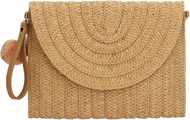 Women's Straw Clutch Bag - Summer Woven Rattan Beach Shoulder Tote