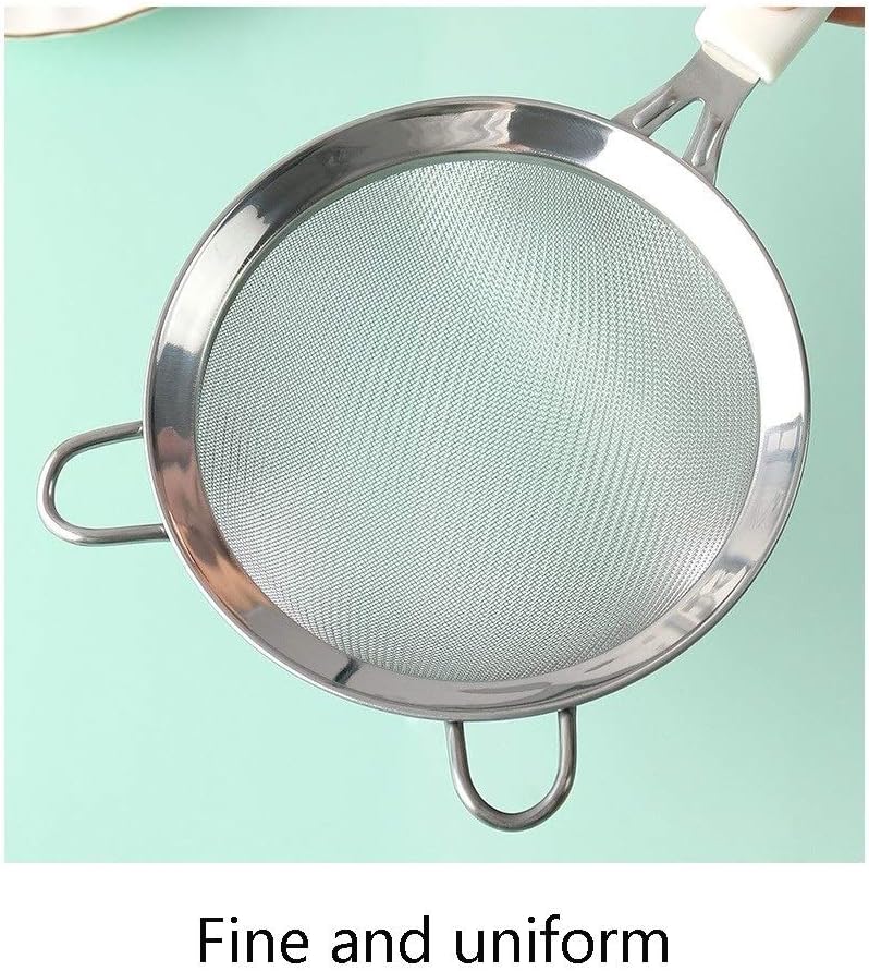 Premium Stainless Steel Fine Mesh Strainers with Sturdy Handle and Wider Hook for Kitchen Cooking Food Preparation Fine mesh Strainer Frying Filter Spoon Oil ski (B)