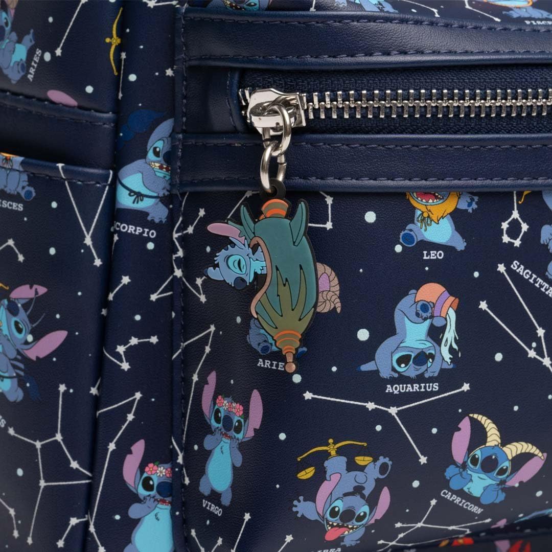 Loungefly Disney Lilo & Stitch Zodiac Glow In The Dark All-Over Print Womens Backpack