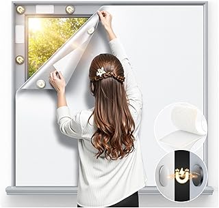 Magnetic Blackout Window Cover 40" x 58" Portable Blackout Curtains for Bedroom, Temporary Black Out Shades Window Privacy Film No Drill Black Out Blinds for Baby Nursery Travel Skylight - White