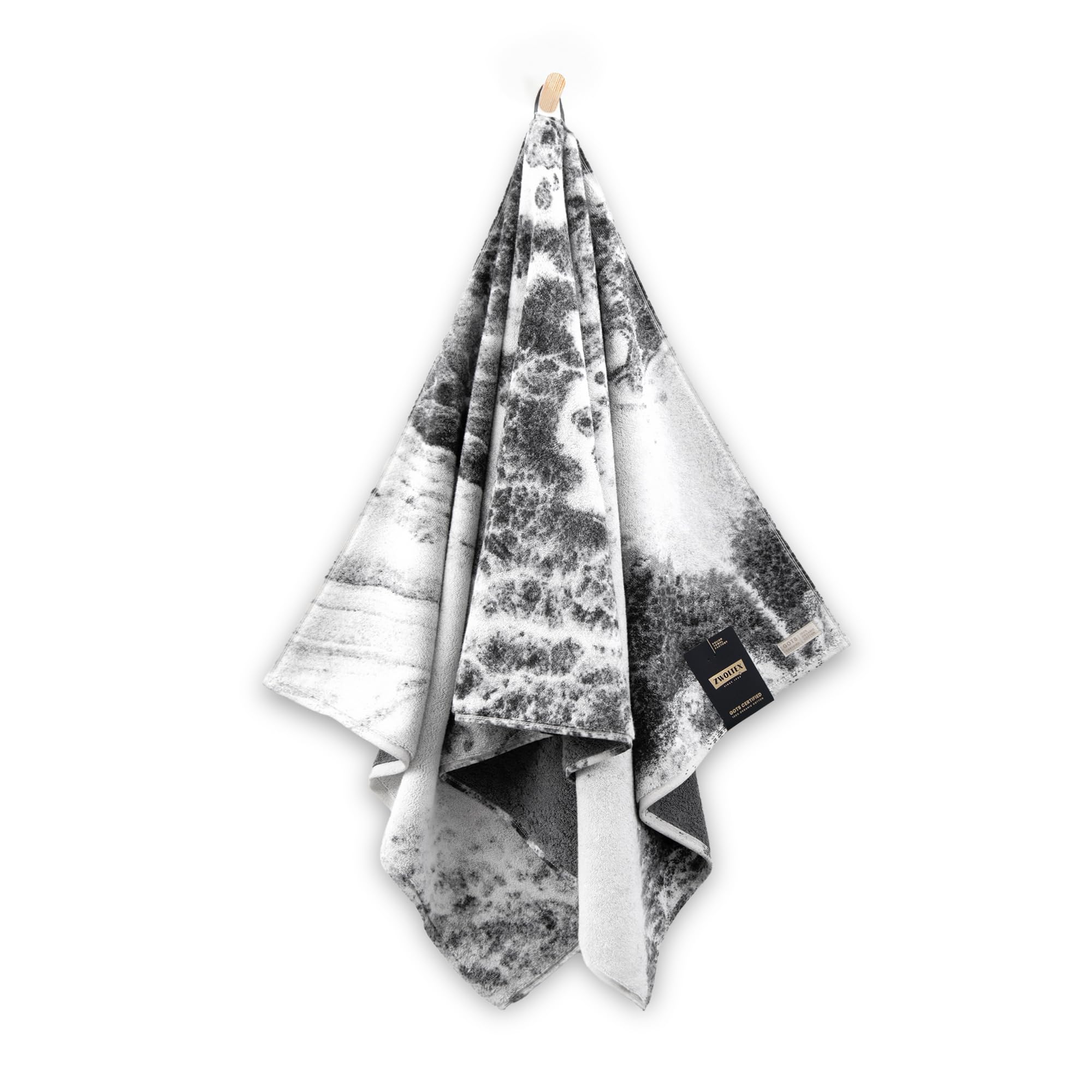 Zwoltex - Juego de Toallas Premium: 50x100 + 70x140 cm, Toalla de 100% algodón orgánico 600g/m² con certificación Gots y Oeko Tex, Toalla de baño Impresa Suave y Absorbente - MINERALIS Silver