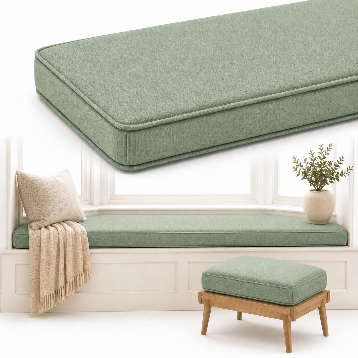 AZMAHT Window Seat Cushion, Non-Slip Indoor Bench Pad — image 1