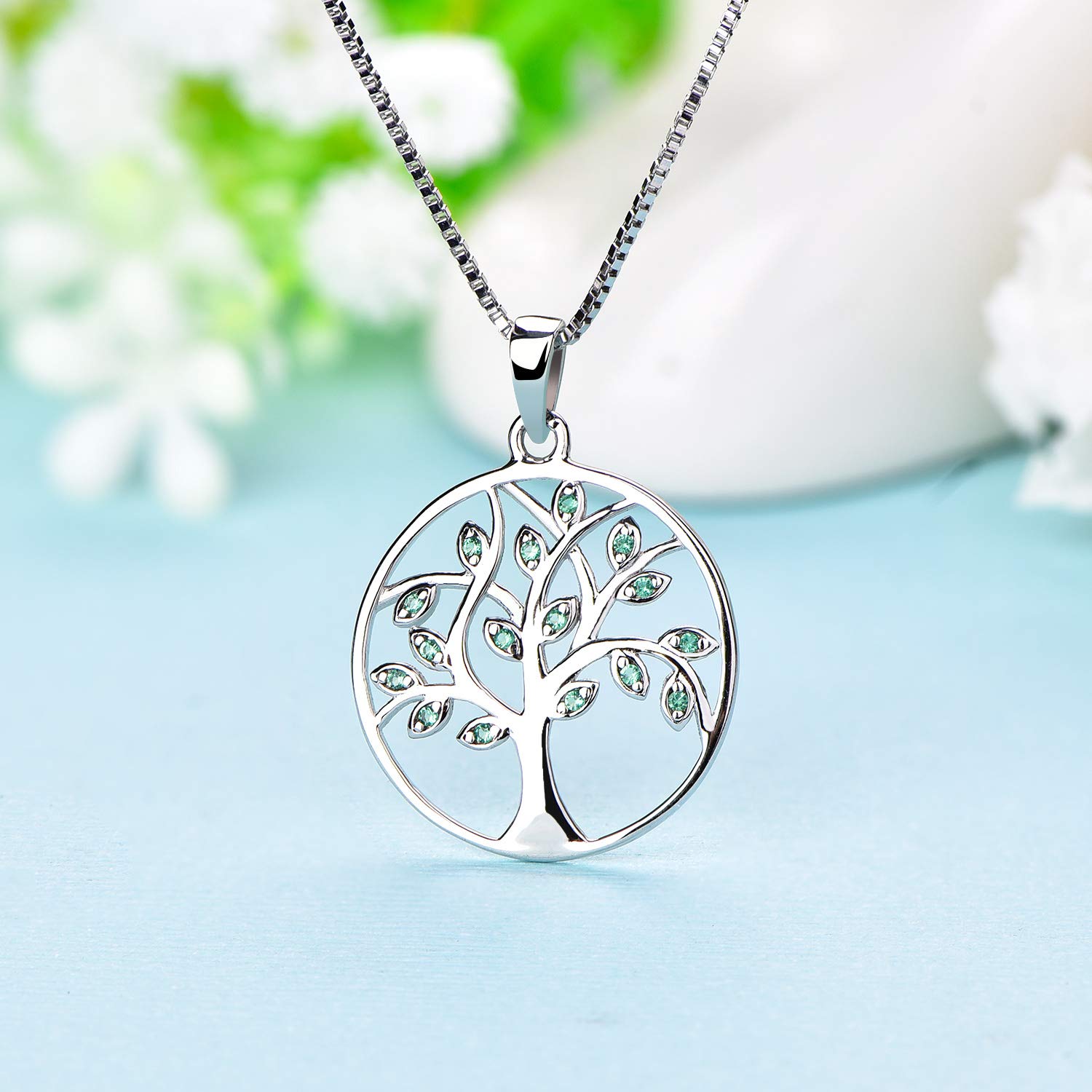 YL Collana albero della vita Collana con ciondolo albero genealogico in argento 925 per donna