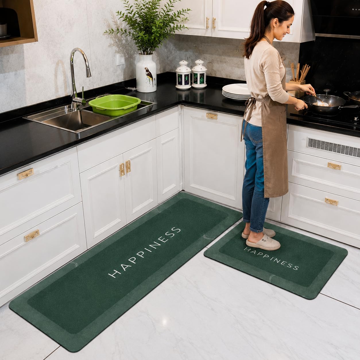 ZILANTA Kitchen Rug Sets 2 Piece Non Slip Kitchen Mats for Floor Rugs and Mats Comfort Standing Mat Runner for Kitchen,Home Office(120 * 40 cm, 40 * 60 cm)-image-4