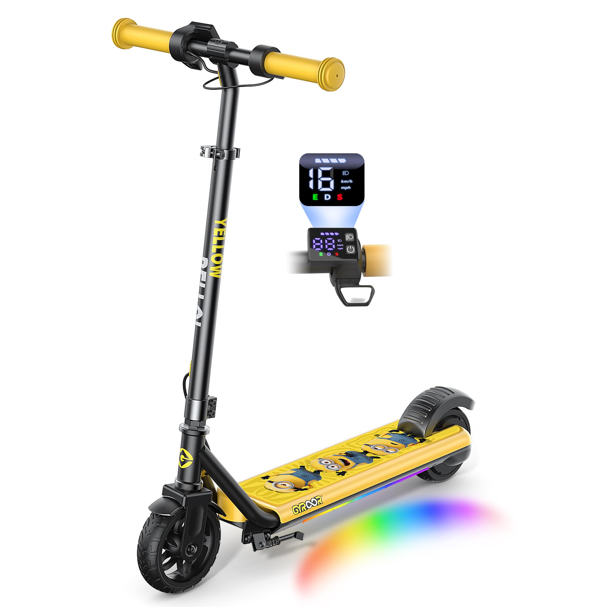 Gyroor H30 Max E Scooter Kinder 6-12 Jahre, 150W Motor Elektroroller für Kinder 10/13/16 km/h LED Digitalanzeige, Musik E Roller Kinder Doppeltes Bremssystem, 3 Einstellbare Höhe Elektrorscooter