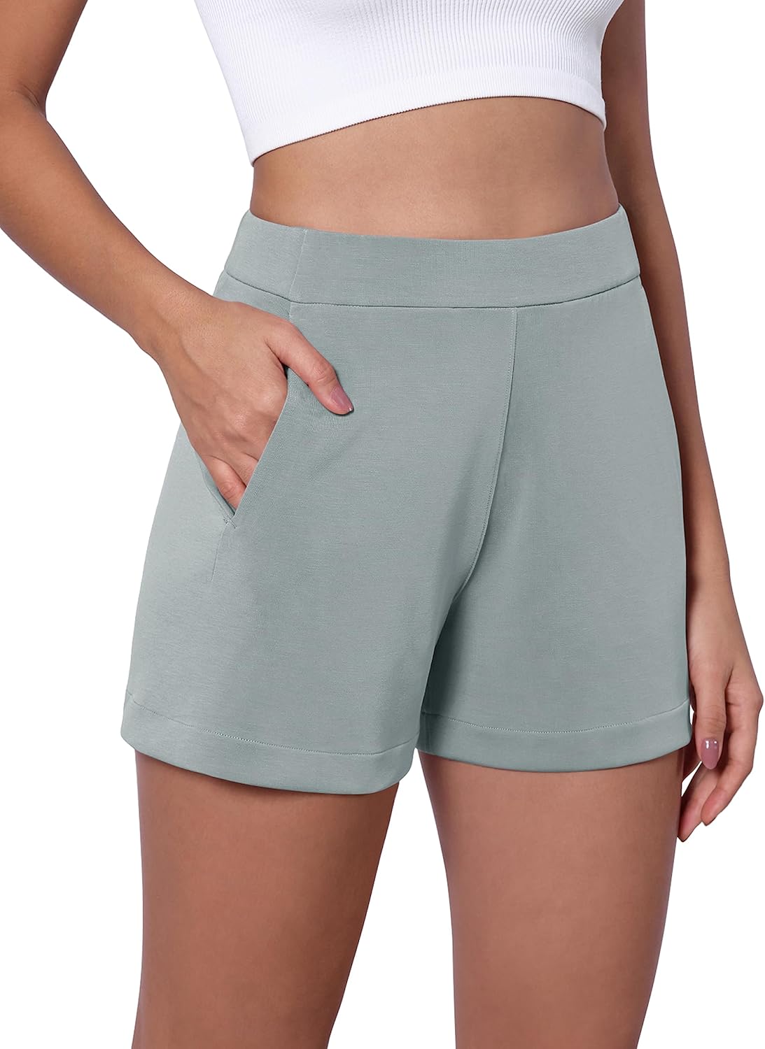 ODODOS Modal Soft Relaxed Shorts with Pockets for Women High Wasit Casual Shorts
