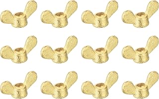 uxcell Brass Wing Nuts, M5 Butterfly Nut Hand Twist Tighten Fasteners for Furniture, Machinery, Electronic Equipment, 12Pcs