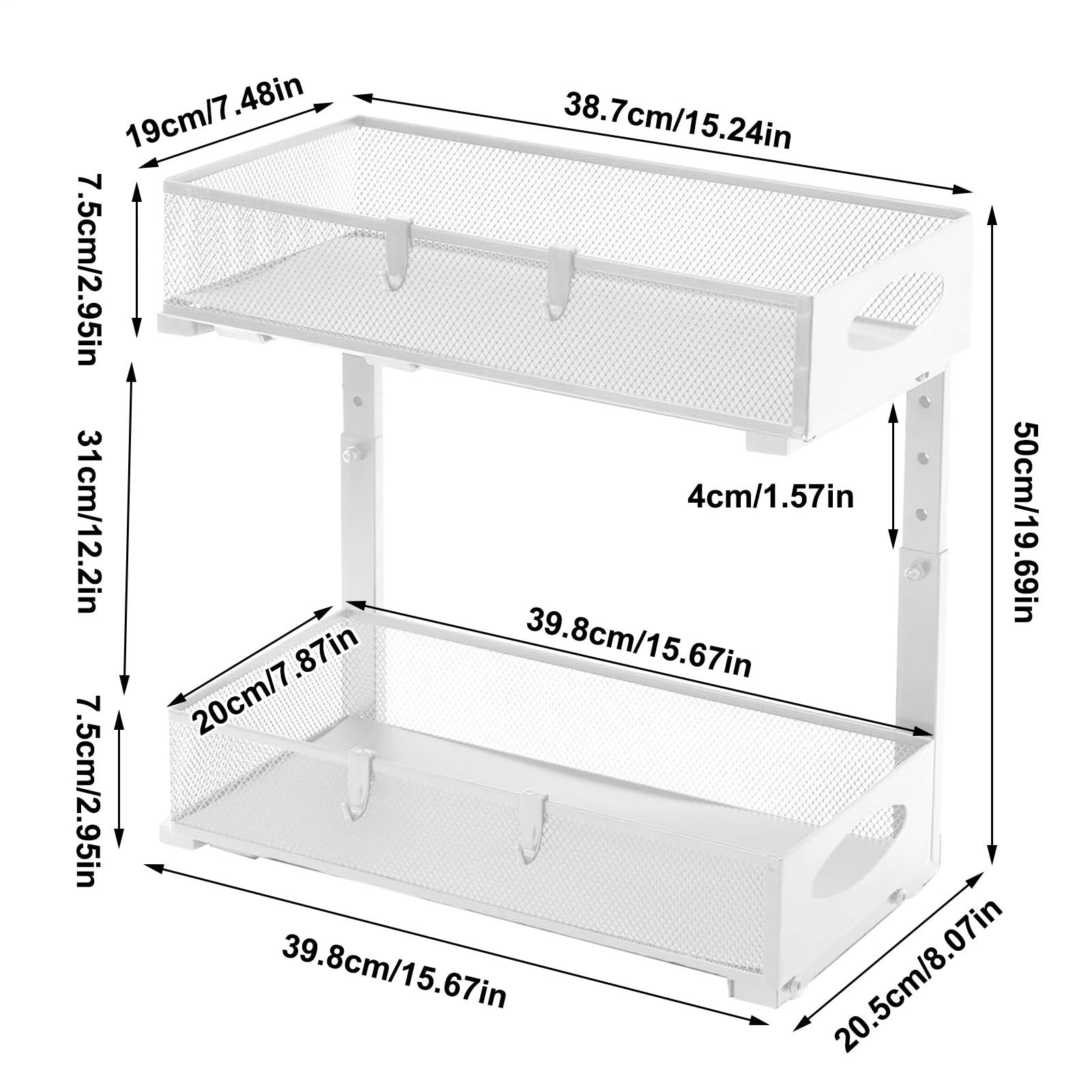 Organizador Para Debajo Del Lavabo Del Baño Organizador De Almacenamiento | Estante Organizador Ajustable En Altura Para Cocina Armario Hogar Cuarto De Lavado Y Baño