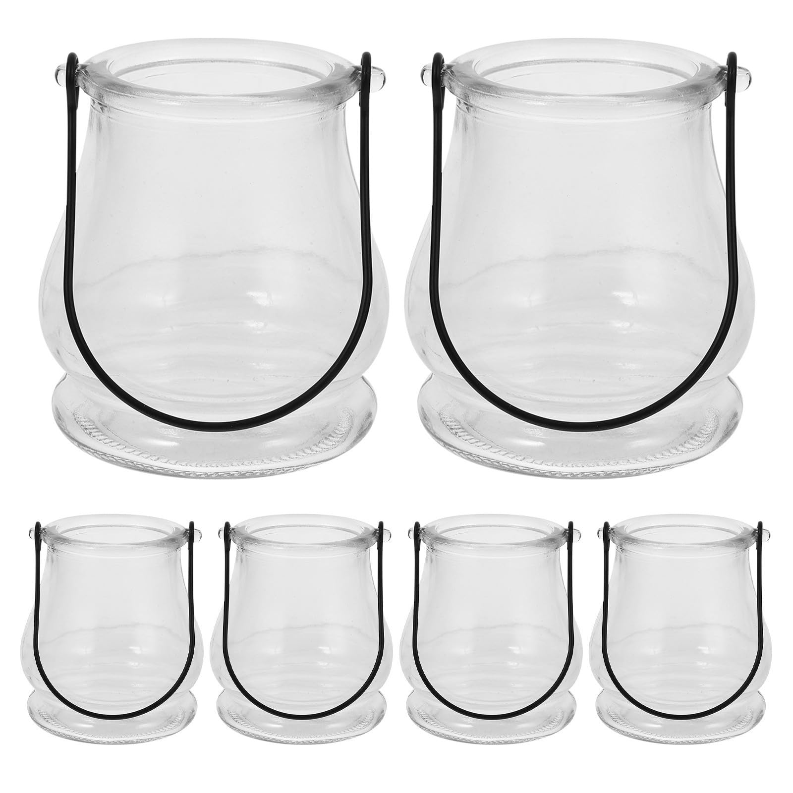 Portacandele in Vetro con Manico, 6 Pezzi per Candele Tealight
