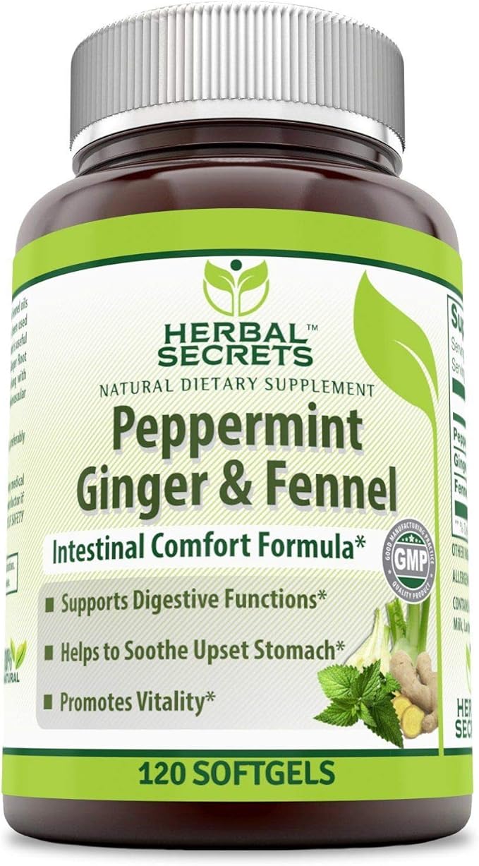 Herbal Secrets Peppermint Ginger & Fennel 120 Softgels (Non