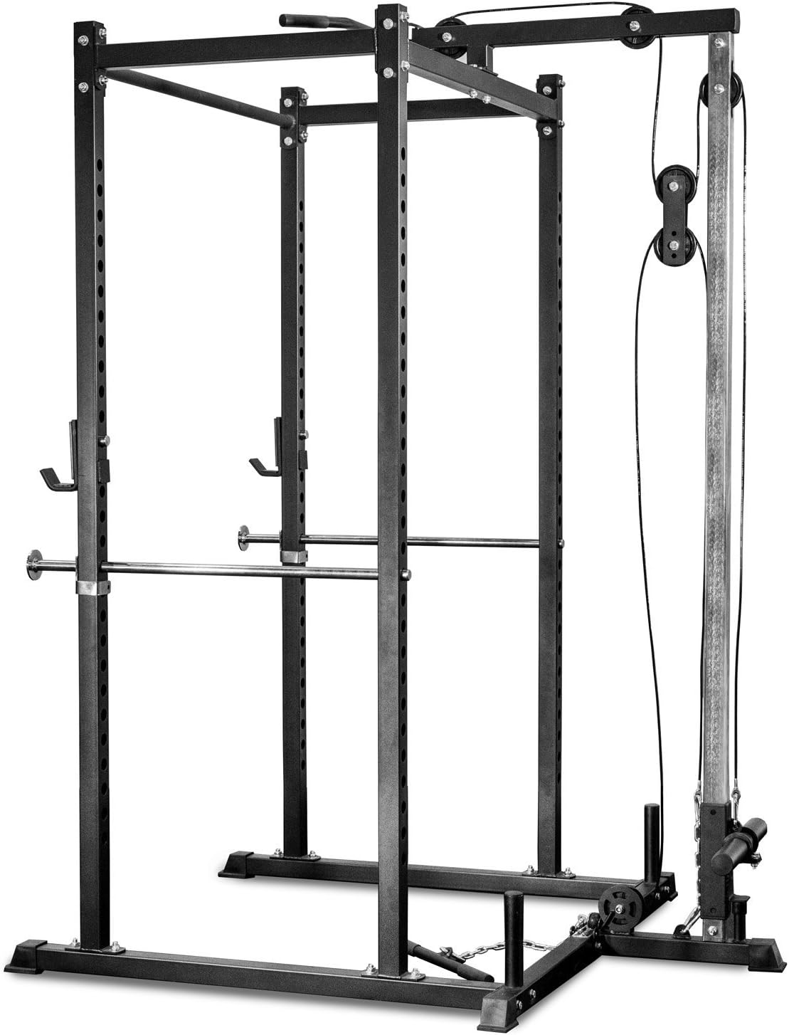 REP Fitness PR-1100 Power Rack Home Gym System, Squat Cage with Attachment Compatibility Multi-Grip Pull Up Bar, Adjustable J Cups, Extended Safeties, 700 lb Capacity, Strength Training Equipment