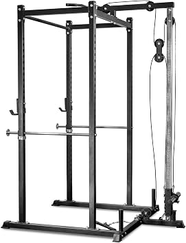 REP Fitness PR-1100 Power Rack Home Gym System, Squat Cage with Attachment Compatibility Multi-Grip Pull Up Bar, Adjustable J Cups, Extended Safeties, 700 lb Capacity, Strength Training Equipment