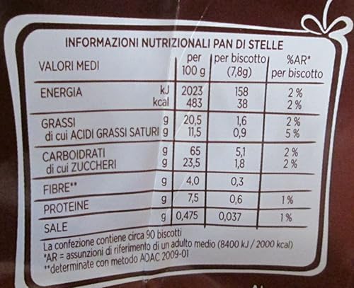 Miniatura 2 de Mulino Bianco Galleta "Pan di Stelle" con cacao, avellanas y muchas estrellas mágicas de glaseado - 12.34 oz (350 g) Paquete de 4 Importación