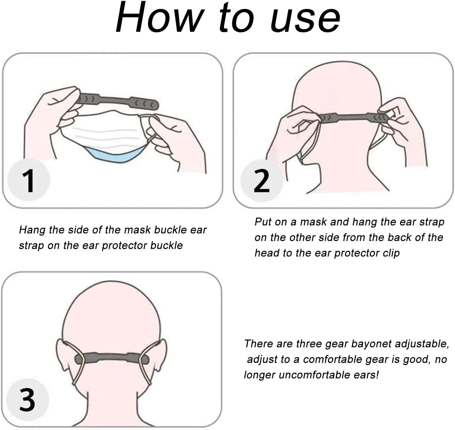 Cootigo 10 Pcs Adjustable Mask Strap, Face Mask Hook 4 Gear Anti-Tightening Mask Ear Protector Ear Strap Extender Buckle for Relieving Pressure and Pain Mask Hooks