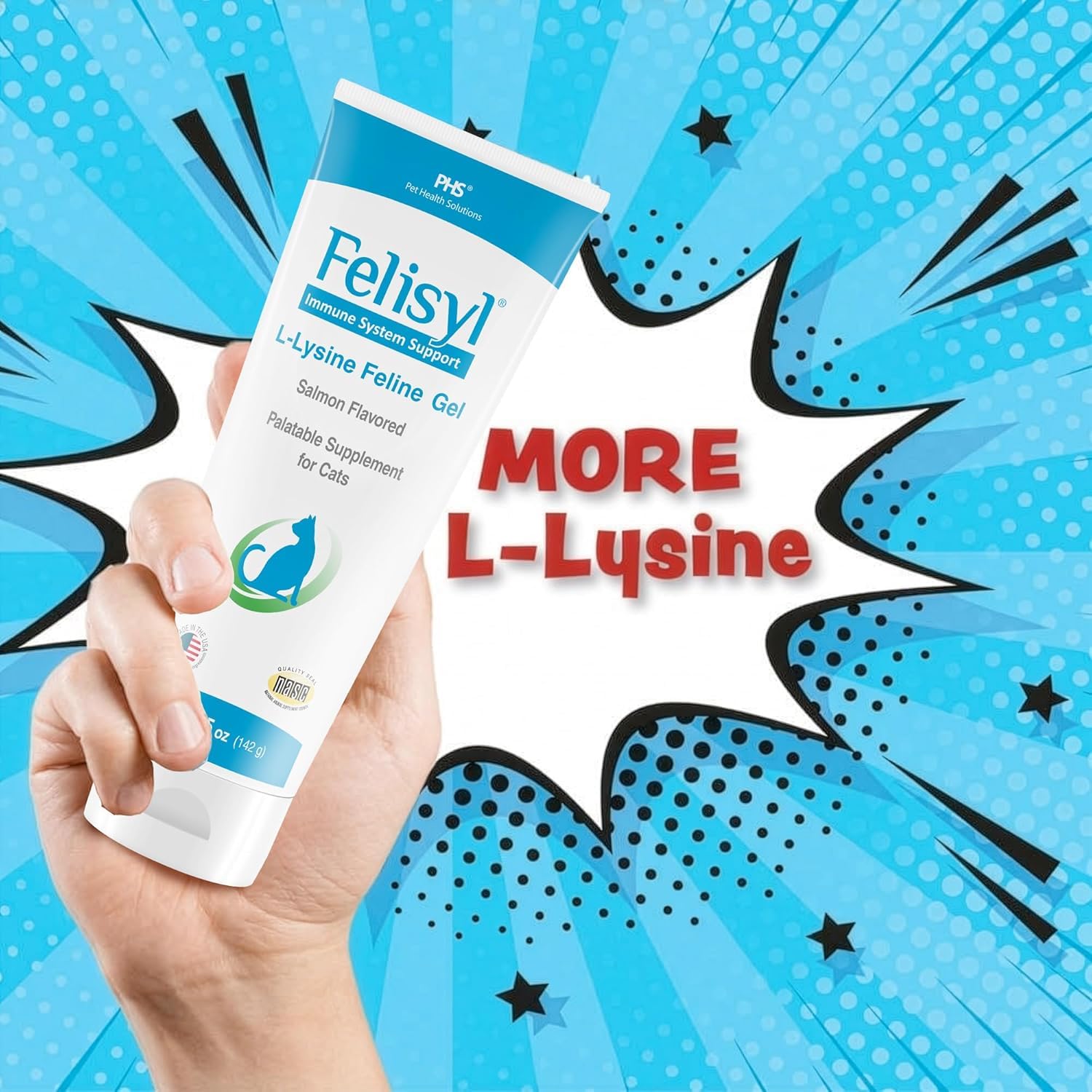 Felisyl L-Lysine Gel for Cats & Kittens (5oz) – Immune System, Respiratory & Eye Health Support. Reduces Sneezing, Runny Nose & Watery Eyes. Daily Salmon-Flavor Supplement – Made in USA (6 Pack) — Amazon image 5