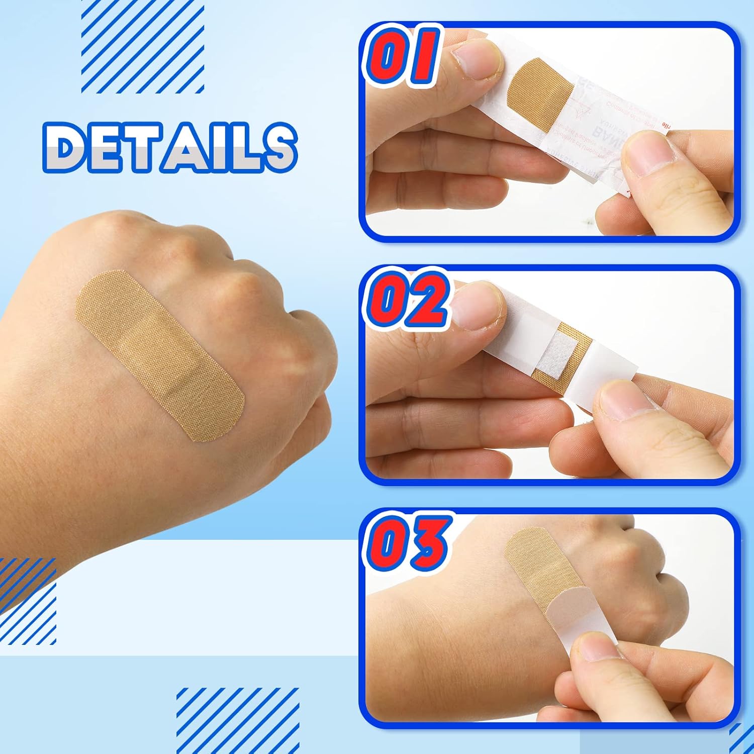 BBTO Assorted Bandages, Flexible Fabric Adhesive Bandages, Small Adhesive Fingertip Bandages for Wound, Various Sizes Spot Bandage, Round Cloth Bandages for Aids (600)