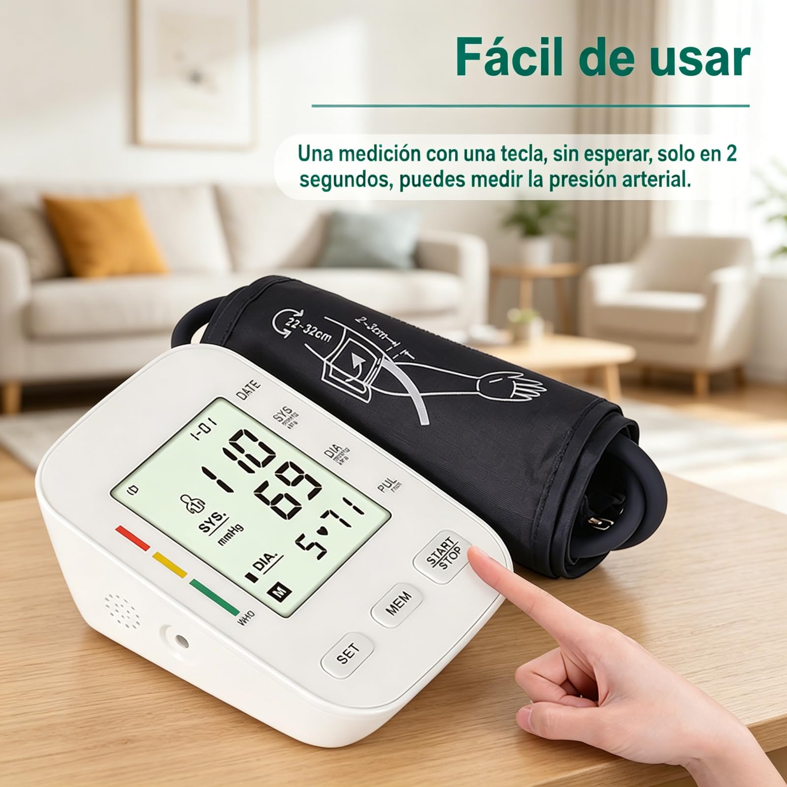 Oryzon Blood Pressure Monitor V1 Pro – Tensiómetro Digital de Brazo con Pantalla LCD, Detección de Arritmias, Brazalete Ajustable, Alimentación USB y Pilas para Seguimiento Diario (1 unidad)