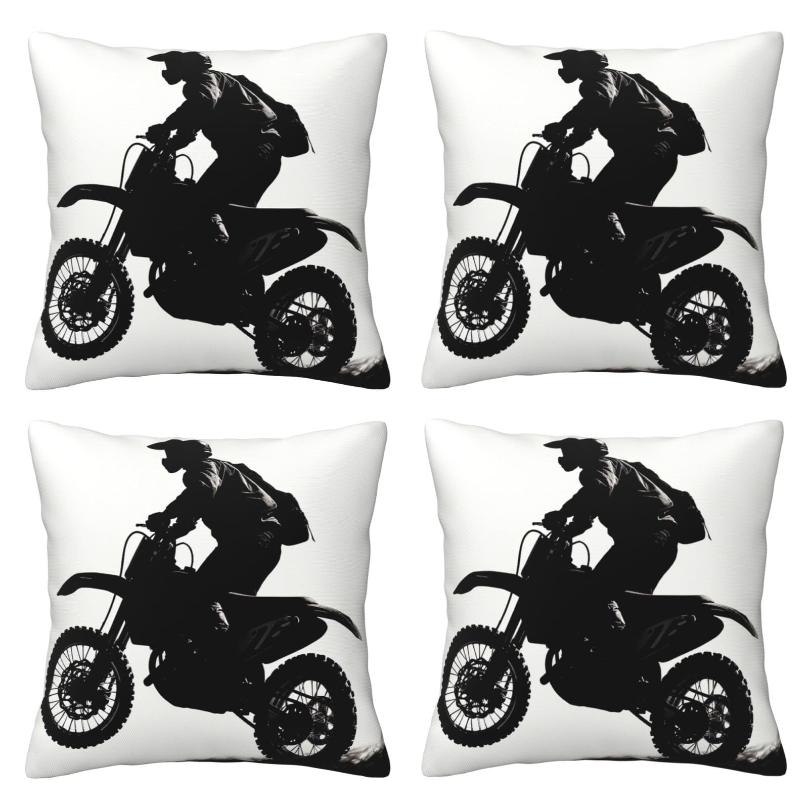 Rider Silhouette Throw Pillow Cases 4 Pack Square Pillowcases Super Soft Pillow Protectors With Zipper for Couch Livingroom Sofa Bed Office Car,30x30 CM