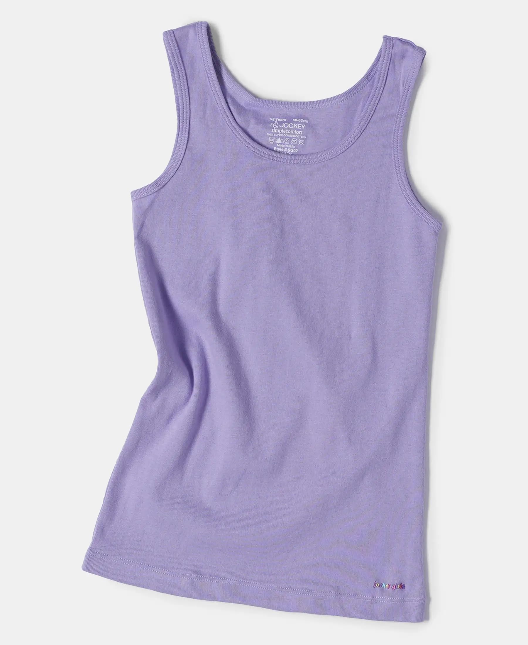 Jockey Cotton Girl'S Regular Fit Tank Top (SG02_Violet Tulip 11-12 Years), Purple - Image 4 thumbnail