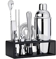 Vista 7 de TNGO Cocktail Shaker Set - Mixology Bartender Kit with Sleek Stand - Premium Bar Tool Set All Bar Accessories Includes Martini Shaker Drink Mixer