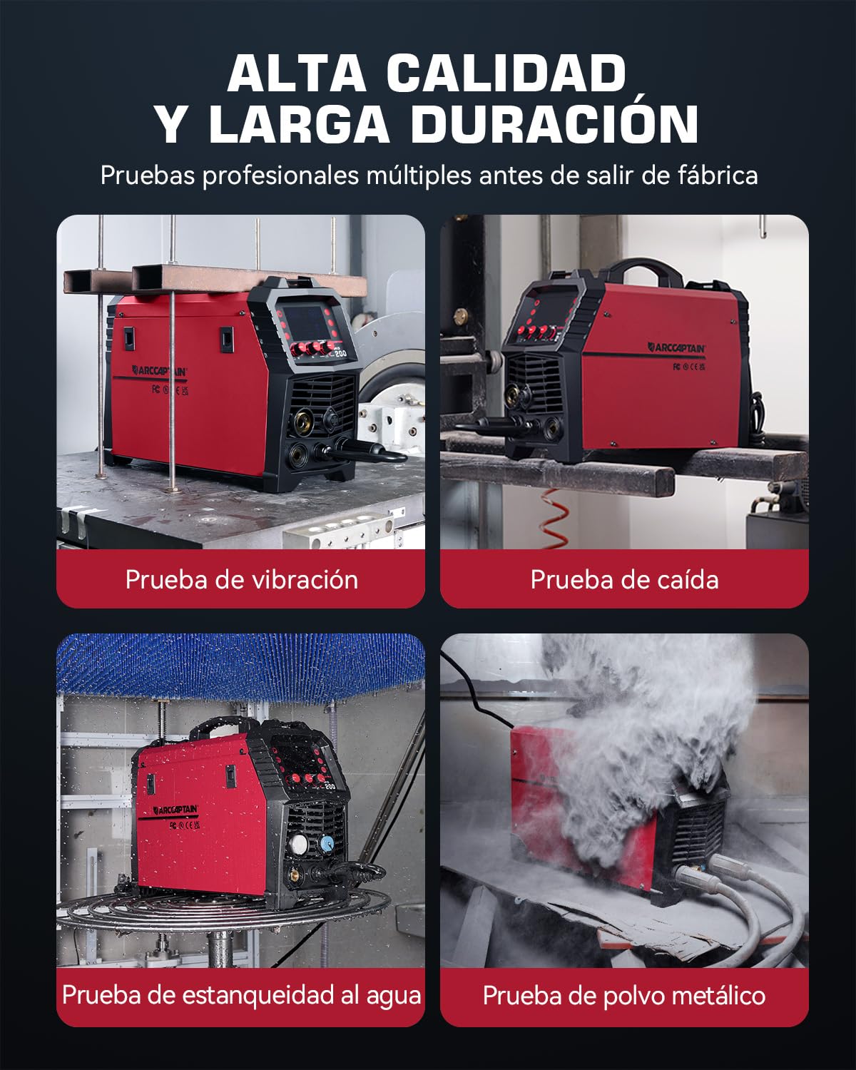 ARCCAPTAIN Soldador MIG MAG de 200A, 6 en 1 Totalmente Sinérgica, para Hilo Tubular/Sin Gas MIG/Gas MIG/MMA E-Hand/LIFT TIG/Soldadura Puntos, Soldador Inverter IGBT de 230V