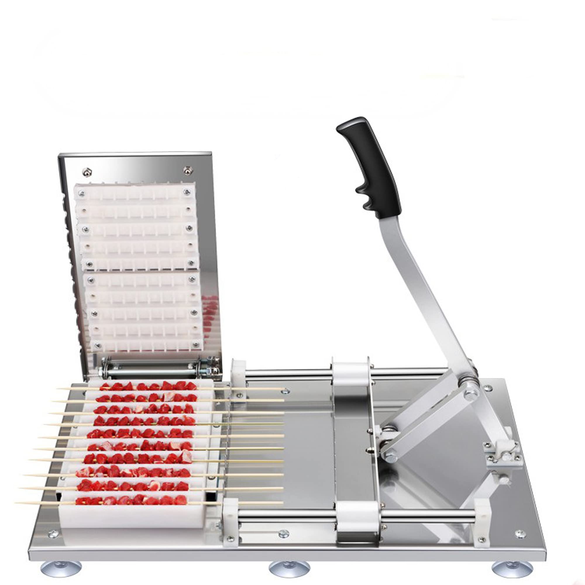 AYCDL Commercial Manual BBQ Skewer, Manual Kebab Skewer Maker, Stainless Steel Skewer Maker, 10 Strings Barbecue Skewers