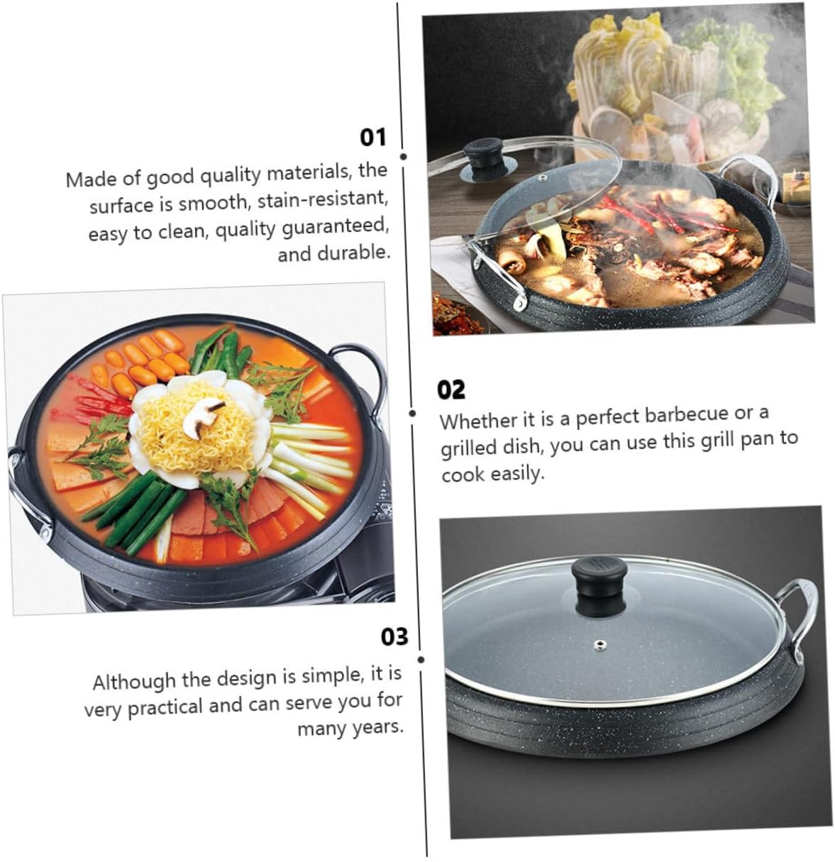 Alipis Medical Non Stick Barbecue Tray Round Roasting Pan for Induction Cooker Resistant Korean Bbq Griddle Easy Clean Baking Plate for Home and Outdoor Use