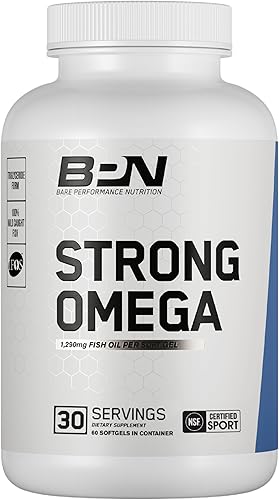 BARE PERFORMANCE NUTRITION, BPN Strong Omega Fish Oil Soft Gel, 1290 mg de aceite de pescado por cápsula, pescado capturado silvestre, de origen