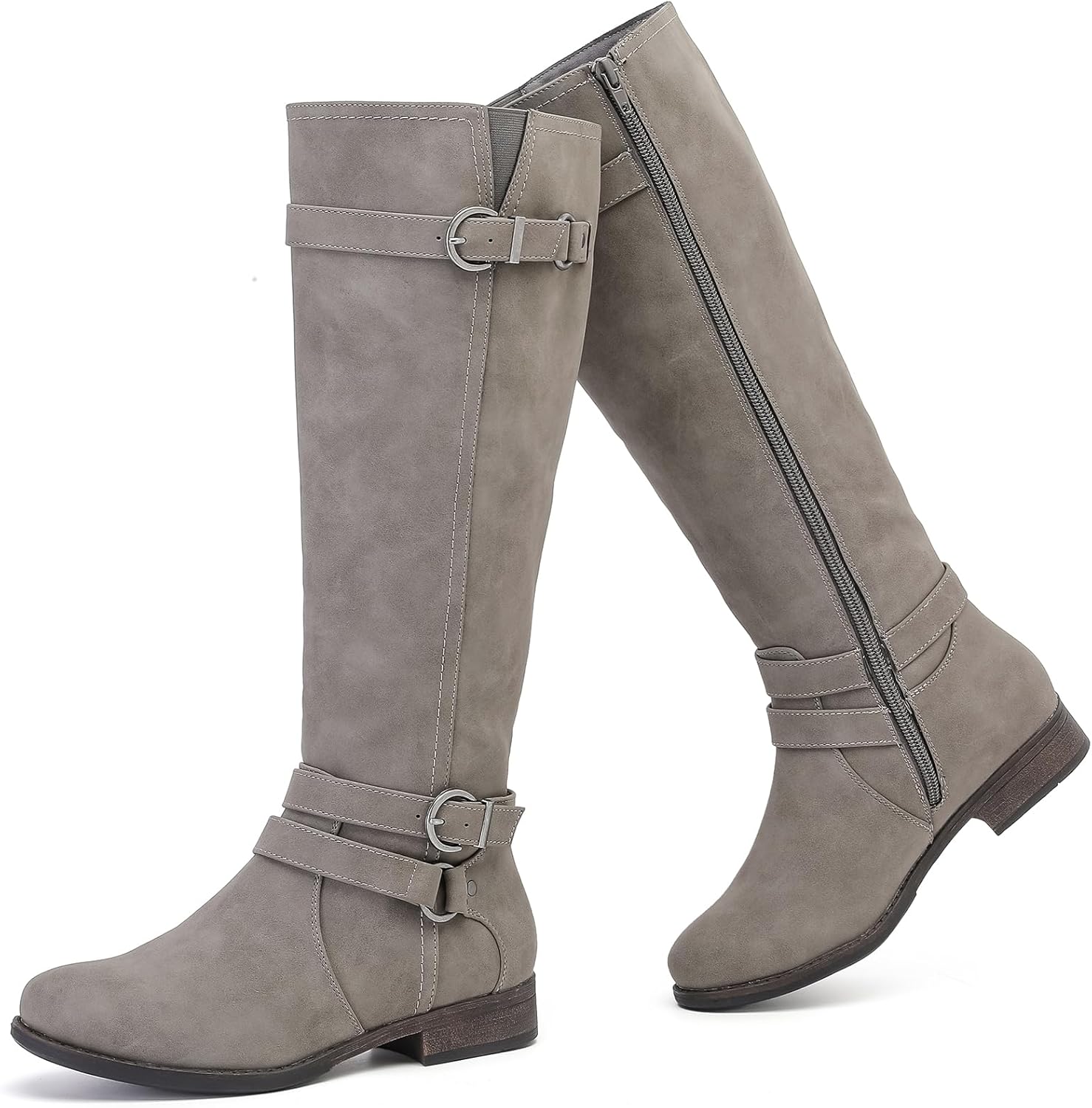 Knee High Boots for Women Classic Comfort Riding Combat Boot Round Toe Side Zipper Long Tall Fall Winter Womens Boots.