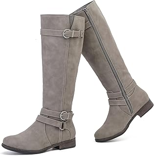 Ruiee Knee High Boots for Women Classic Comfort Riding Combat Boot Round Toe Side Zipper Long Tall Fall Winter Womens Boots.