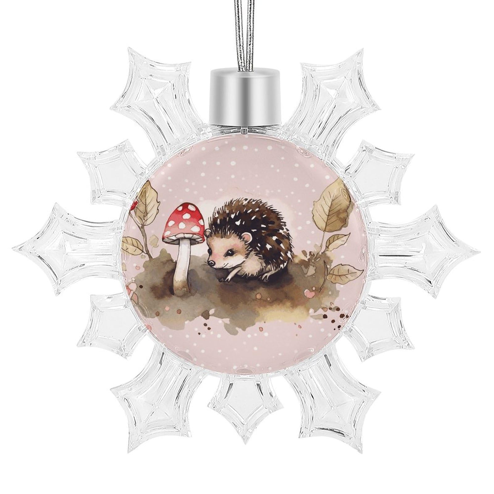 Hedgehog Watercolor Painting Snowflake Ornaments Cute Snowflake Pendant Exquisite Christmas Tree Ornaments for Christmas Weddings New Year Birthday Holiday Celebration
