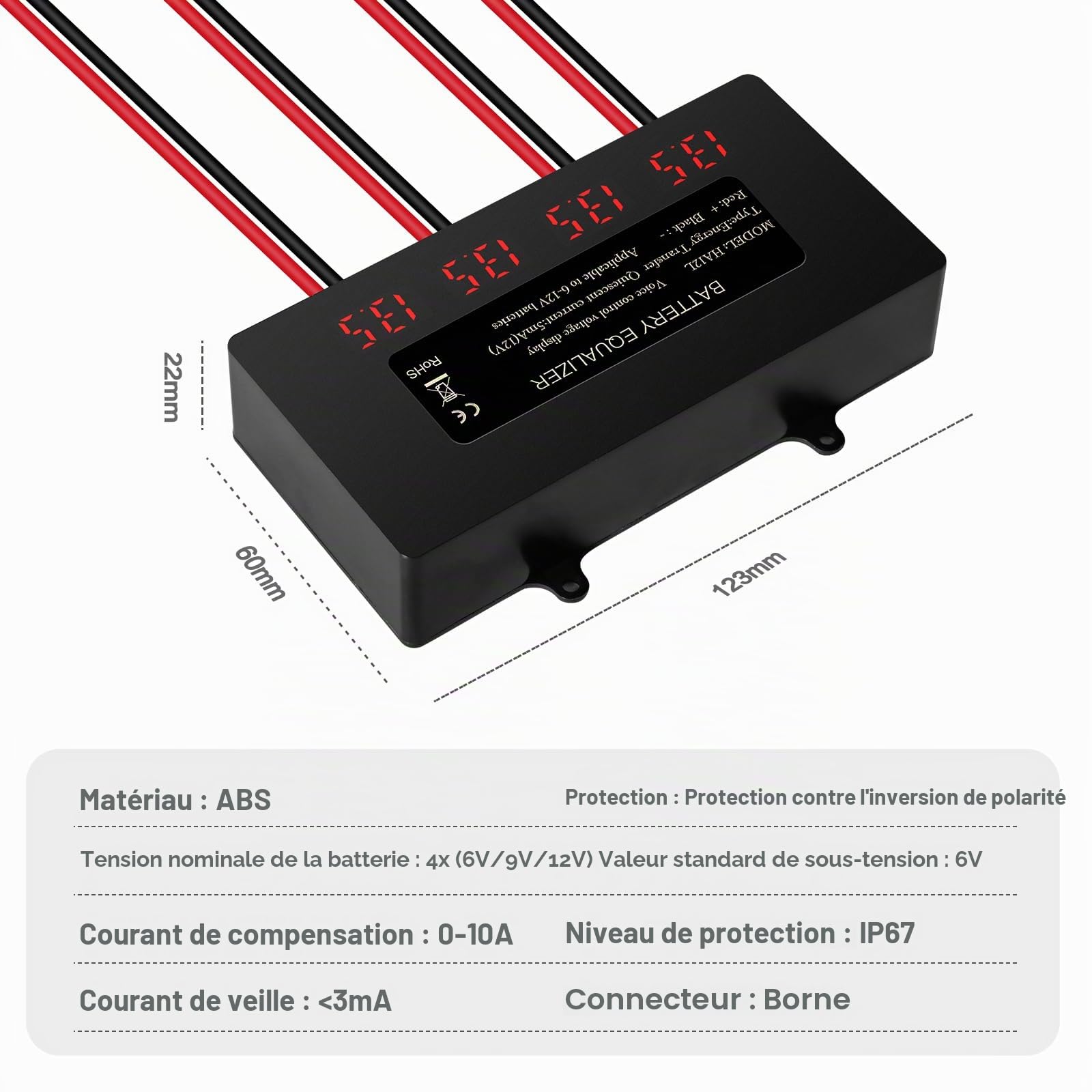 Égaliseur de batterie 48V équilibreur de batterie 48V pour plomb acide lithium fer phosphate, etc. affichage numérique LCD, prend en charge le circuit de série ou parallèle.
