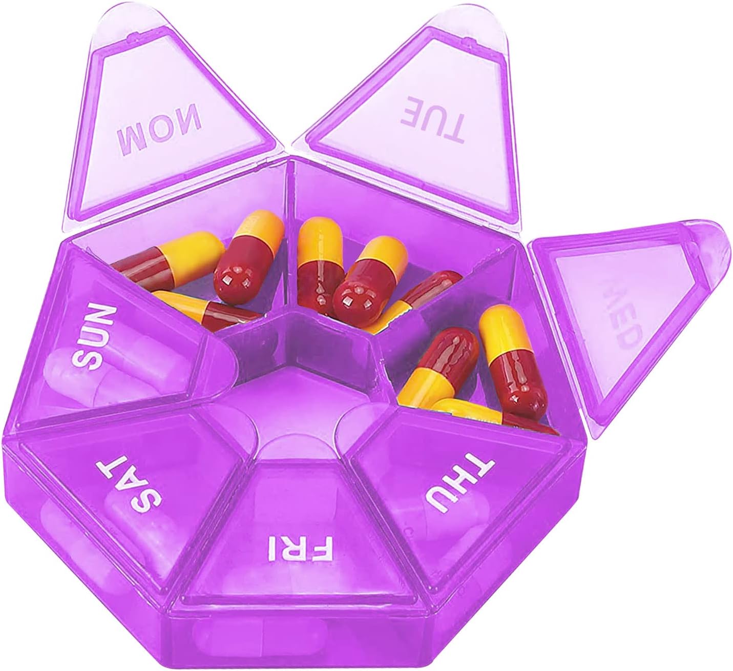 Weekly Pill Box, Portable Pill Organiser 7 Day Tablet Organiser Travel