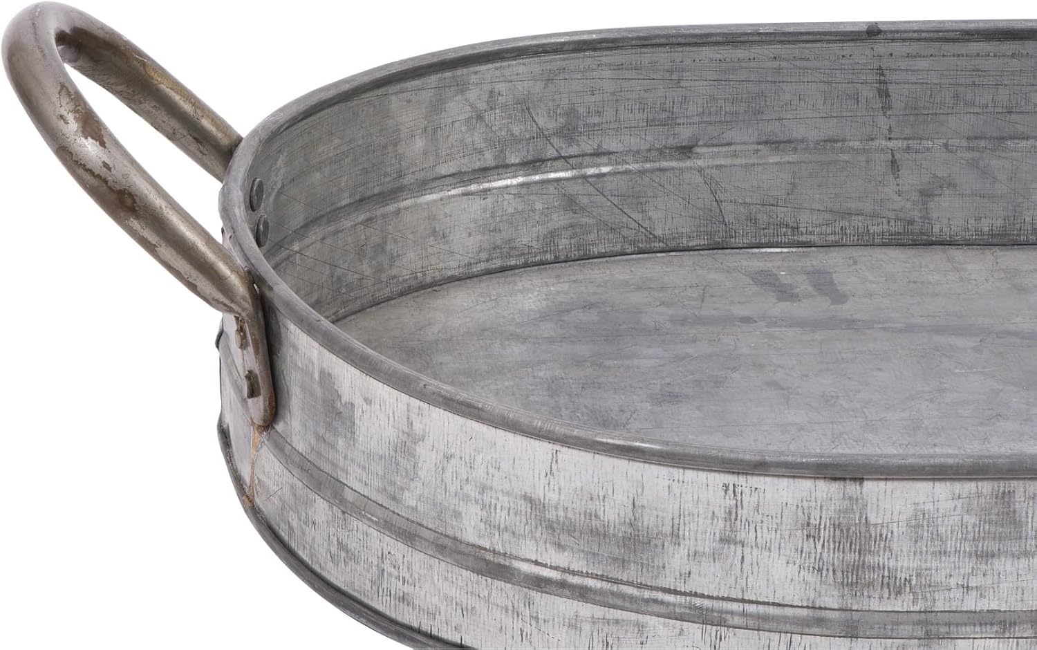 Oval Galvanized Iron Serving Tray with Handles